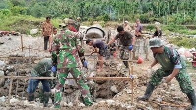 TNI AD Percepat Pembangunan Jembatan Gantung Perintis Garuda di Aceh Tenggara
