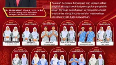 Kacabdis Pendidikan Apresiasi Prestasi Siswa pada Lomba Peneliti Belia Aceh 2026